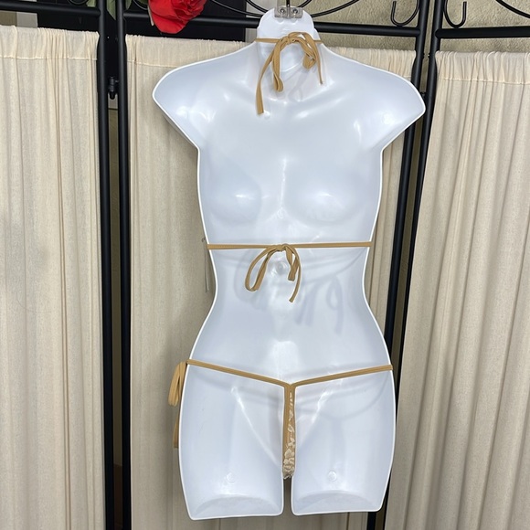 NEW! MIDNIGHT BALLERINA SEXY BEIGE LACE LYCRA DANCE WEAR BIKINI SET S-XL - Picture 6 of 7